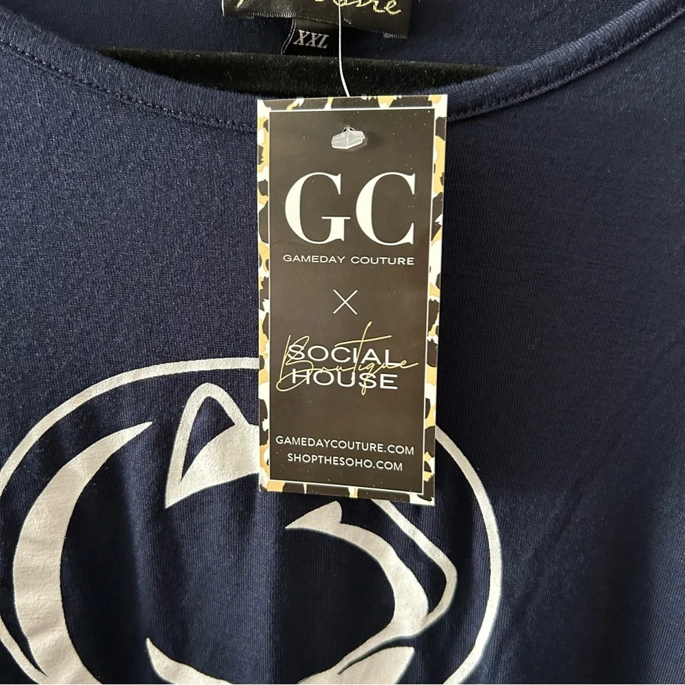 Gameday Couture PENN STATE Nittany Lions Cold Shoulder Top Tie Knot Navy Sz XXL - Picture 4 of 8